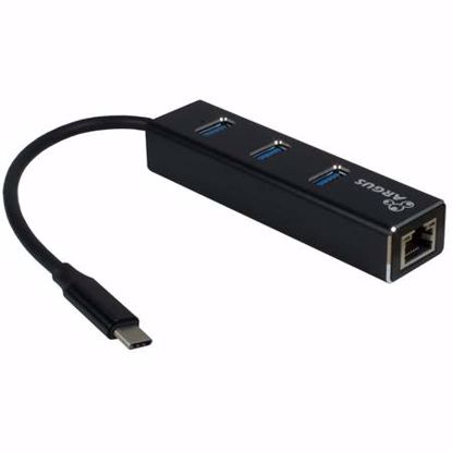 Fotografija izdelka INTER-TECH ARGUS IT-410 gigabit LAN USB Type C 3-port Hub mrežni adapter

