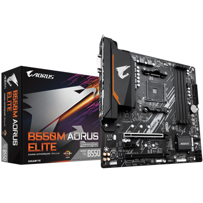 Fotografija izdelka GIGABYTE B550M AORUS ELITE, DDR4, SATA3, USB3.2Gen1, HDMI, AM4 mATX