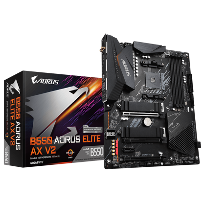 Fotografija izdelka GIGABYTE B550 AORUS ELITE AX V2, DDR4, SATA3, USB3.2Gen2, DP, 2.5GbE, WIFI, AM4 ATX