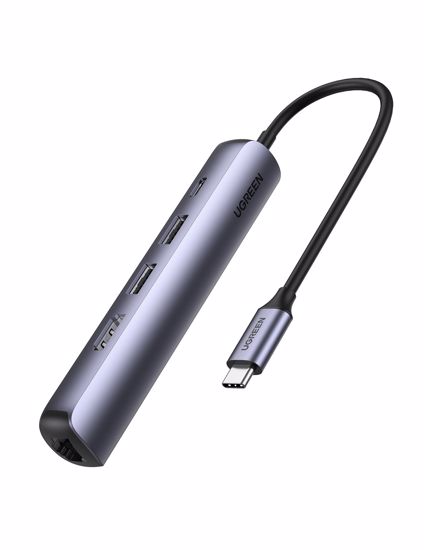 Fotografija izdelka UGREEN 5v1 USB-C Hub, USB 3.0 A+HDMI+RJ45+PD - box