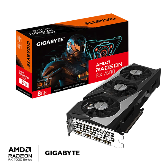 Fotografija izdelka Grafična kartica GIGABYTE Radeon RX 7600 GAMING OC 8G, 8GB GDDR6, PCI-E 4.0