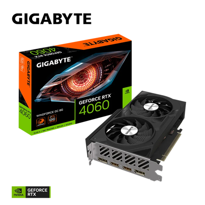 Fotografija izdelka Grafična kartica GIGABYTE GeForce RTX 4060 WINDFORCE OC 8G, 8GB GDDR6, PCI-E 4.0