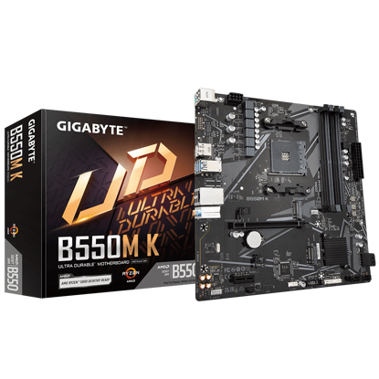 Fotografija izdelka GIGABYTE B550M K, DDR4, SATA3, USB3.2Gen1, DP, AM4 mATX