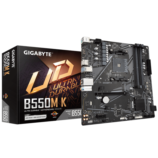 Fotografija izdelka GIGABYTE B550M K, DDR4, SATA3, USB3.2Gen1, DP, AM4 mATX