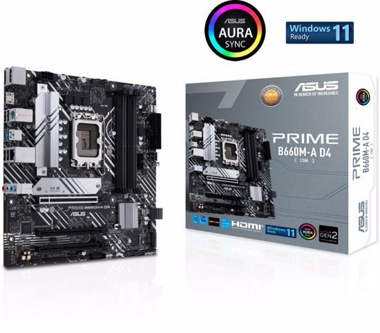 Fotografija izdelka ASUS PRIME B660M-A D4-CSM, DDR4, SATA3, USB3.2Gen1, DP, LGA1700 mATX