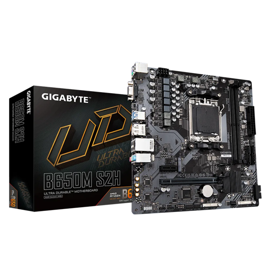 Fotografija izdelka GIGABYTE B650M S2H, DDR5, SATA3, USB3.2Gen1, DP, AM5 mATX