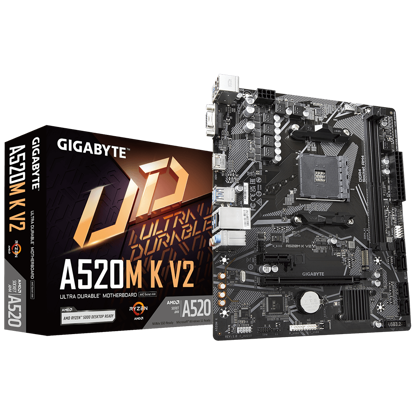 Fotografija izdelka GIGABYTE A520M K V2, DDR4, SATA3, USB3.2Gen1, HDMI, AM4 mATX
