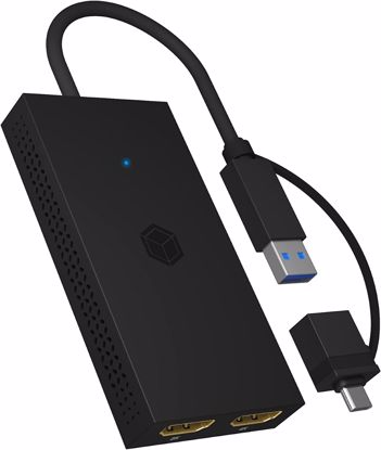 Fotografija izdelka Icybox IB-SPL1029AC USB-C/A na dvojni HDMI razdelilnik (2k@60Hz/4k@30Hz)