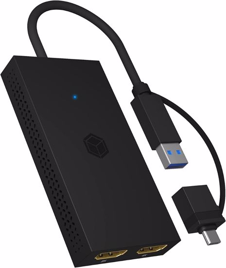 Fotografija izdelka Icybox IB-SPL1029AC USB-C/A na dvojni HDMI razdelilnik (2k@60Hz/4k@30Hz)