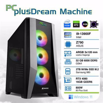 Fotografija izdelka PCPLUS Dream Machine i9-13900F 32GB 2TB NVMe SSD GeForce RTX 4080 16GB Windows 11 Home gaming namizni računalnik