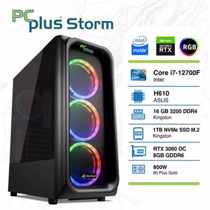 Fotografija izdelka PCPLUS Storm i7-12700F 16GB 1TB NVMe SSD GeForce RTX 3060 OC 8GB RGB gaming DOS