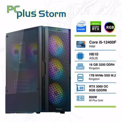 Fotografija izdelka PCPLUS Storm i5-12400F 16GB 1TB NVMe SSD GeForce RTX 3060 OC 8GB RGB gaming DOS