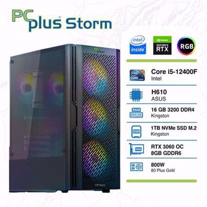 Fotografija izdelka PCPLUS Storm i5-12400F 16GB 1TB NVMe SSD GeForce RTX 3060 OC 8GB RGB gaming W11PRO