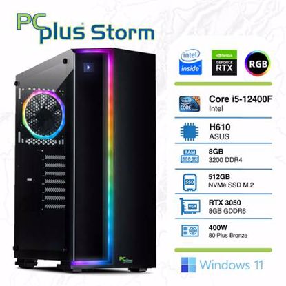 Fotografija izdelka PCPLUS Storm i5-12400F 8GB 512GB NVMe SSD GeForce RTX 3050 8GB GDDR6 Windows 11 RGB gaming