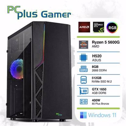 Fotografija izdelka PCPLUS Gamer Ryzen 5 5600G 8GB 512GB NVMe SSD GeForce RTX 1650 4GB Windows 11 RGB gaming