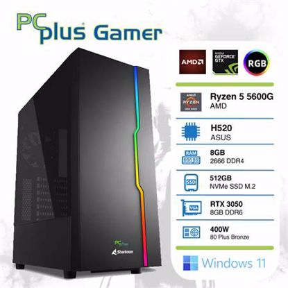 Fotografija izdelka PCPLUS Gamer Ryzen 5 5600G 8GB 512GB NVMe SSD GeForce RTX 3050 8GB Windows 11 RGB gaming