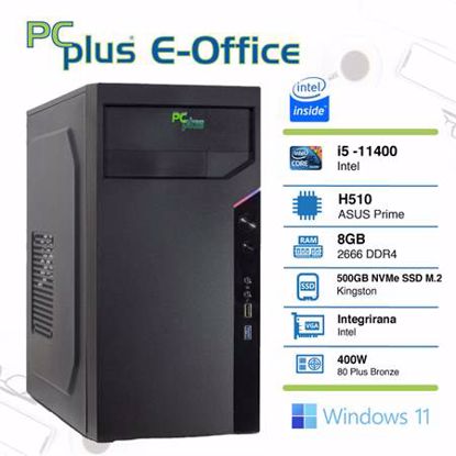 Fotografija izdelka PCPLUS e-office i5-11400 8GB 500GB NVMe SSD Windows 11 Home