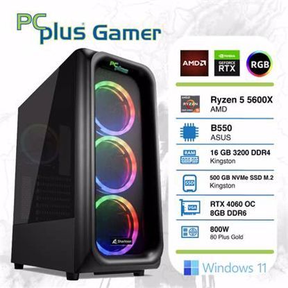 Fotografija izdelka PCPLUS Gamer R5-5600X 32GB 500TB NVMe SSD RTX 4060 8GB OC DDR6 Windows 11 Home RGB gaming