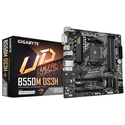 Fotografija izdelka GIGABYTE B550M DS3H, DDR4, SATA3, USB3.2Gen1, HDMI, AM4 mATX