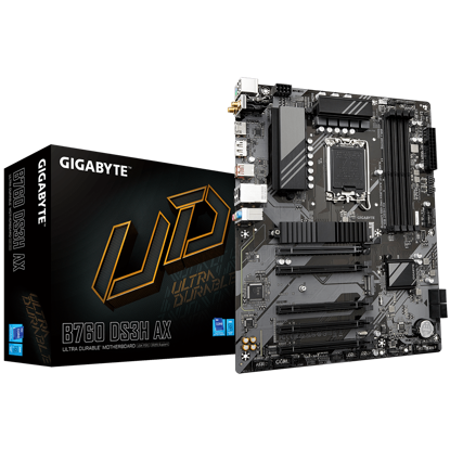 Fotografija izdelka GIGABYTE B760 DS3H AX, DDR5, SATA3, USB3.2Gen2, DP, WiFi, LGA1700 ATX