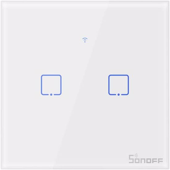 Fotografija izdelka SONOFF pametno stensko stikalo Wi-Fi + RF433 dvojno T1EU2C-TX