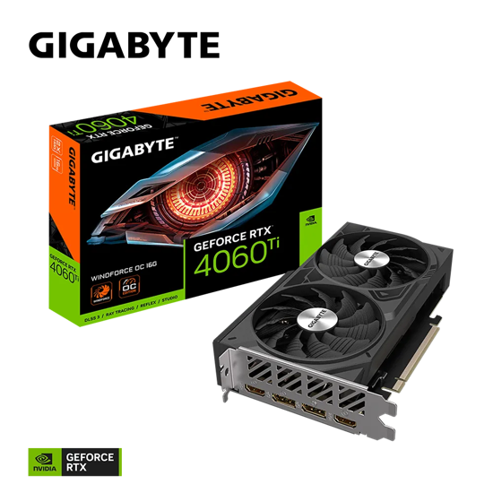 Fotografija izdelka Grafična kartica GIGABYTE GeForce RTX 4060 Ti WINDFORCE OC 16G, 16GB GDDR6, PCI-E 4.0