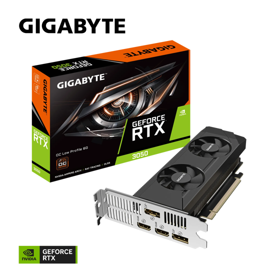 Fotografija izdelka Grafična kartica GIGABYTE GeForce RTX 3050 OC Low Profile 6G, 6GB GDDR6, PCI-E 4.0