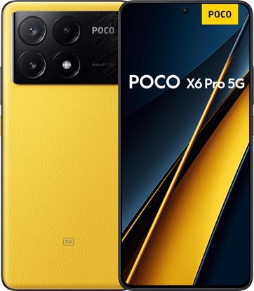 Fotografija izdelka POCO X6 Pro 5G pametni telefon 12/512GB, rumena, vegansko usnje