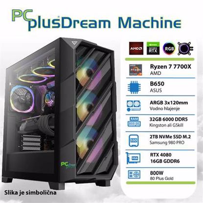 Fotografija izdelka PCPLUS Dream Machine Ryzen 7 7700X 32GB 2TB NVMe SSD GeForce RTX 4080 16GB gaming DOS