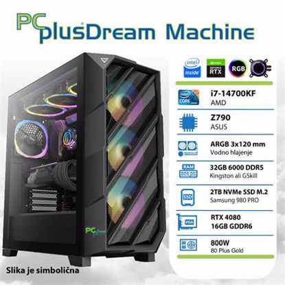 Fotografija izdelka PCPLUS Dream Machine i7-14700KF 32GB 2TB NVMe SSD GeForce RTX 4080 16GB gaming DOS