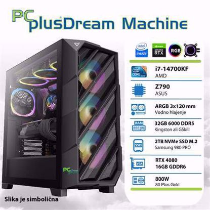 Fotografija izdelka PCPLUS Dream Machine i7-14700KF 32GB 2TB NVMe SSD GeForce RTX 4080 16GB gaming W11PRO