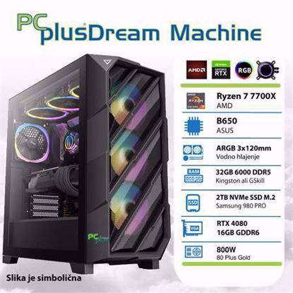Fotografija izdelka PCPLUS Dream Machine Ryzen 7 7700X 32GB 2TB NVMe SSD GeForce RTX 4080 16GB gaming W11PRO