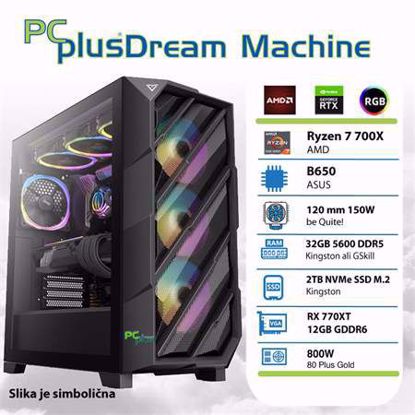Fotografija izdelka PCPLUS Dream Machine Ryzen 7 7700X 32GB 2TB NVMe SSD RX 7700XT 12GB gaming W11PRO
