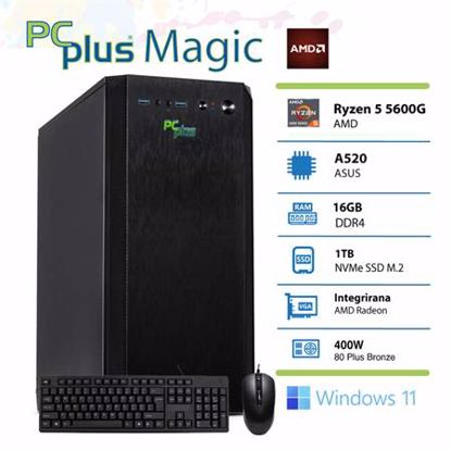 Fotografija izdelka PCPLUS Magic AMD Ryzen 5 5600G 16GB 1TB NVMe SSD Windows 11 Pro miška in tipkovnica namizni računalnik
