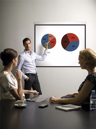 Fotografija izdelka Bi-Office Projekcijsko platno stensko 180 x 180 cm