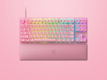 Fotografija izdelka Tipkovnica Razer Huntsman V2 Tenkeyless, linearna optična stikala, roza, US SLO g.