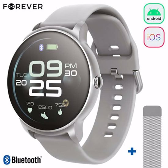 Fotografija izdelka FOREVER pametna ura ForeVive 2 SB-330, Bluetooth 5.0, Android+iOS, IP68, + dodaten pas, srebrna