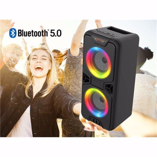 Fotografija izdelka MANTA SPK816, Karaoke zvočni sistem, vgrajena baterija, Bluetooth 5.0, USB/AUX/MP3/TF/Radio, Disco LED lučke + mikrofon