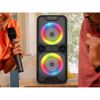 Fotografija izdelka MANTA SPK816, Karaoke zvočni sistem, vgrajena baterija, Bluetooth 5.0, USB/AUX/MP3/TF/Radio, Disco LED lučke + mikrofon