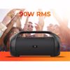 Fotografija izdelka MANTA Boombox SPK310, Bluetooth 5.0, 90W RMS, TWS, polnilna baterija, RGB LED osvetlitev, IPX5 vodoodpornost, USB / AUX / MIC-in, Google Assistant & Siri, funkcija Power Bank, črn