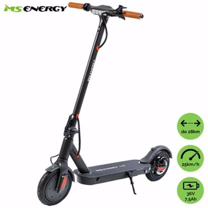 Fotografija izdelka Električni skiro MS ENERGY m10, 8.5" pnevmatike, 350W motor, domet do 28km, LED osvetlitev, zložljiv, 36V 7.5Ah baterija, regenerativno polnjenje, LCD zaslon, brezplačna aplikacija, črn