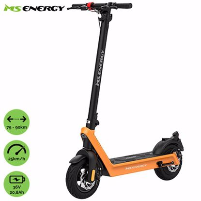 Fotografija izdelka Električni skiro MS ENERGY e21, 10" pnevmatike, 500W motor, domet do 90km, LED osvetlitev, zložljiv, 36V 20.8Ah zamenljiva baterija, regenerativno polnjenje, LCD zaslon, oranžen (orange)