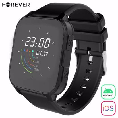 Fotografija izdelka Pametna ura FOREVER iGO2 JW-150, 1.44" zaslon, Bluetooth, Android + iOS, baterija, aplikacija, IP68, merjenje aktivnosti, analiza spanca, športni načini, igre, črna