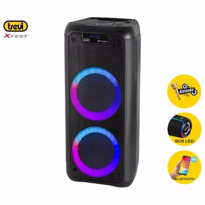Fotografija izdelka TREVI XF 600 KB prenosni KARAOKE zvočnik, Bluetooth, 80W RMS, Equalizer, polnilna baterija, USB / microSD / AUX / MIC-in, črn