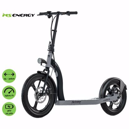 Fotografija izdelka Električni skiro MS ENERGY r10, 20"+16" pnevmatike, 350W motor, domet do 30km, LED osvetlitev, 36V 10.2Ah baterija, LCD zaslon, zložljiv, črno siv