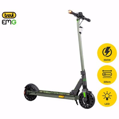 Fotografija izdelka TREVI Velociptor SKILL 2 ES82W električni skiro, 350W motor, LED luči + smerniki, zložljiv, zaslon, polnilna baterija, do 20 km, vojaško zelen