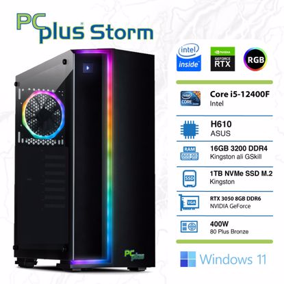 Fotografija izdelka PCPLUS Storm i5-12400F 16GB 1TB NVMe SSD GeForce RTX 3050 8GB Windows 11 Home RGB gaming namizni računalnik