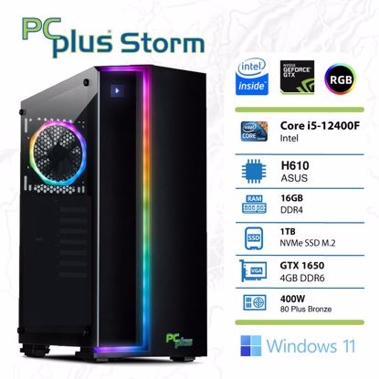 Fotografija izdelka PCPLUS Storm i5-12400F 16GB 1TB NVMe SSD GeForce GTX 1650 4GB Windows 11 Home RGB gaming namizni računalnik