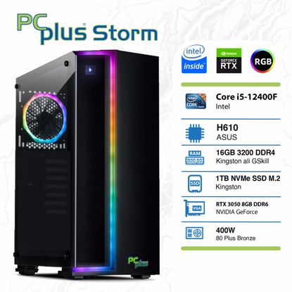 Fotografija izdelka PCPLUS Storm i5-12400F 16GB 1TB NVMe SSD GeForce RTX 3050 8GB RGB gaming namizni računalnik