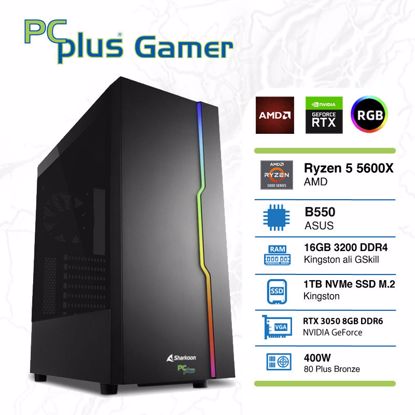 Fotografija izdelka PCPLUS Gamer Ryzen 5 5600X 16GB 1TB M.2 NVMe SSD GeForce RTX3050 8GB gaming namizni računalnik
